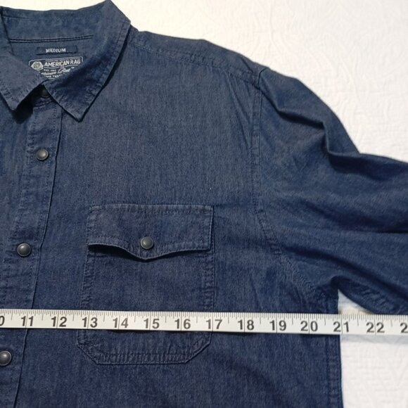 American Rag Cie Shirt Denim Button Down Workwear Casual Blue Top Size M Mens - Picture 7 of 8